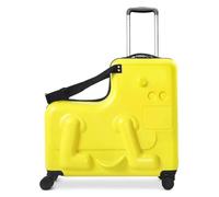 Suitcase Can Be Mounted Suitcases Hard Shell Carry On Luggage Suitcases with Wheels Cute Fashion Men and Women Luggage Durable(Yellow)