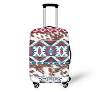 Suitcase Cover Blue Geometry Brown Luggage Covers for Suitcases Elastic Spandex Washable Suitcase Covers Protectors Scratch Resistent Quick Fix and Remove Luggage cover With Zipper Fit 26-28 Inch