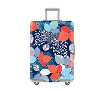 Suitcase Cover Blue Leaf Mandala Suitcase Covers Protectors Elastic Spandex Washable Luggage Covers For Suitcases Scratch Resistent Quick Fix and Remove Luggage Protector With Zipper Fit 26-28 Inch