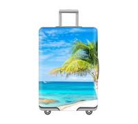 Suitcase Cover Blue Palm Tree Suitcase Covers Protectors Elastic Spandex Washable Luggage Covers For Suitcases Scratch Resistent Quick Fix and Remove Luggage Protector With Zipper Fit 22-25 Inch