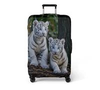 Suitcase Cover Blue Tiger White Luggage Covers for Suitcases Elastic Spandex Washable Suitcase Covers Protectors Scratch Resistent Quick Fix and Remove Luggage Cover With Zipper Fit 19-21 Inch
