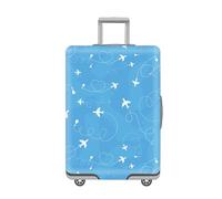 Suitcase Cover Cartoon Blue Suitcase Covers Protectors Elastic Spandex Washable Luggage Covers For Suitcases Scratch Resistent Quick Fix and Remove Luggage Protector With Zipper Fit 22-25 Inch