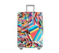 Suitcase Cover Coffee Blue Geometry Suitcase Covers Protectors Elastic Spandex Washable Luggage Covers For Suitcases Scratch Resistent Quick Fix and Remove Luggage Protector With Zipper Fit 29-32 Inch