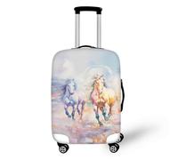 Suitcase Cover Horse Blue Orange Luggage Covers for Suitcases Elastic Spandex Washable Suitcase Covers Protectors Scratch Resistent Quick Fix and Remove Luggage cover With Zipper Fit 22-25 Inch