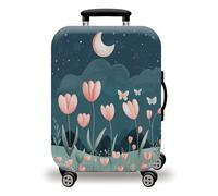 Suitcase Cover Moon Star Butterfly Luggage Covers for Suitcases Elastic Spandex Washable Suitcase Covers Protectors Scratch Resistent Quick Fix and Remove Luggage Cover With Zipper Fit 26-28 Inch