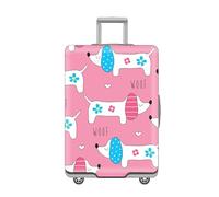 Suitcase Cover Pink Dog Flower Suitcase Covers Protectors Elastic Spandex Washable Luggage Covers For Suitcases Scratch Resistent Quick Fix and Remove Luggage Protector With Zipper Fit 22-25 Inch