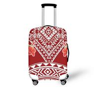 Suitcase Cover Red Flower Geometry Suitcase Covers Protectors Elastic Spandex Washable Luggage Covers for Suitcases Scratch Resistent Quick Fix and Remove Luggage Cover With Zipper Fit 19-21 Inch