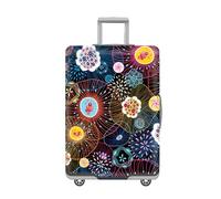 Suitcase Cover Striped Colorful Flower Suitcase Covers Protectors Elastic Spandex Washable Luggage Covers For Suitcases Scratch Resistent Quick Fix Remove Luggage Protector With Zipper Fit 19-21 Inch