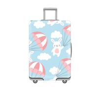 Suitcase Cover White Rabbit Blue Suitcase Covers Protectors Elastic Spandex Washable Luggage Covers For Suitcases Scratch Resistent Quick Fix and Remove Luggage Protector With Zipper Fit 19-21 Inch