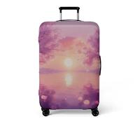 Suitcase Cover Yellow Moon Pink Luggage Covers for Suitcases Elastic Spandex Washable Suitcase Covers Protectors Scratch Resistent Quick Fix and Remove Luggage Cover With Zipper Fit 22-25 Inch