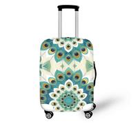 Suitcase Covers L Green Peacock Feather Personalised Suitcase Covers Elastic Washable Stretchable Luggage Covers, Anti Scratch Reusable Travel,for Business Trip Daily Using