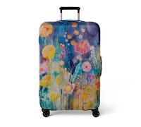 Suitcase Covers Protectors M Pink and Yellow Flowers 3D Print Design Scratch and Dust Protection,Water Resistant Elastic Luggage Covers with Zipper for Suitcases Large,Quick Fix and Remove
