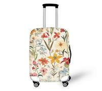Suitcase Covers Protectors M Yellow Red Flowers Suitcase Cover Luggage Covers for Suitcases Washable High Elastic Spandex Reusable Suitcases Protective Cover, Anti-Scratch Travel Essentials