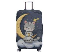 Suitcase Covers Protectors XL Grey Cat Moon 3D Print Design Scratch and Dust Protection,Water Resistant Elastic Luggage Covers with Zipper for Suitcases Large,Quick Fix and Remove