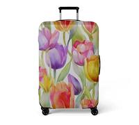 Suitcase Covers Protectors XL Pink Purple Flowers 3D Print Design Scratch and Dust Protection,Water Resistant Elastic Luggage Covers with Zipper for Suitcases Large,Quick Fix and Remove