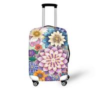Suitcase Covers Protectors XL Purple Blue Flowers 3D Print Design Scratch and Dust Protection,Water Resistant Elastic Luggage Covers with Zipper for Suitcases Large,Quick Fix and Remove