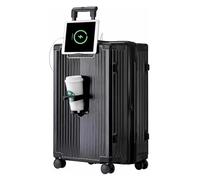 Suitcase Expandable Carry On Luggage Suitcases with Wheels with USB Port and Cup Holder Design TSA Customs Lock Luggage Travel Gear(Noir,50 * 35 * 24CM)