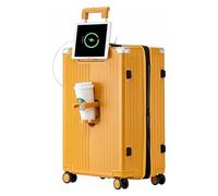Suitcase Expandable Carry On Luggage Suitcases with Wheels with USB Port and Cup Holder Design TSA Customs Lock Luggage Travel Gear(Yellow,60 * 42 * 28CM)