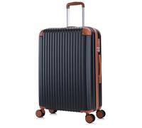 Suitcase Medium 24 Inch Hard Shell Lightweight Check in Luggage 4 Dual Spinner Wheels Trolley Bag | TSA Lock Travel Bag Medium Suitcase, Black