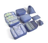 Suitcase Organiser Set, Packing Cubes Clothes, Shoe Bag Travel Organiser Cosmetic Packing Bags for Suitcases (8 Pieces, Navy)