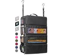 Suitcase Organizer, Travel Luggage Organizer Hanging Shelves Packing Cube Closet/Collapsible Portable Travel Organizer for Carry-on, Black-M-4 Tier, M, Modern