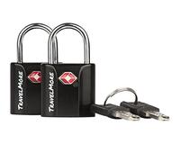 Suitcase Padlocks with Keys - TSA Approved - Travel Locks for Luggage - 2-Pack, Black