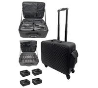 Suitcase Professional Beauty, Nail Art, Makeup Bag, Embroidery Toolbox, Mobile Storage Organizer Universal Wheel Cosmetic Suitcases(Black 1)