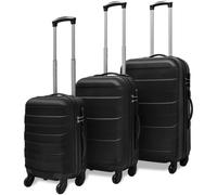 Suitcase Set 3pc ABS Hardcase Black S45.5/M55/L66cm Lightweight Trolley 360 Spin