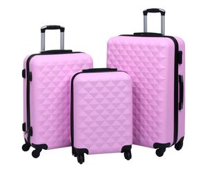 Suitcase set 3pc Pink ABS hardcase S36x22x55 M41x24x66 L48x28x76 4wheels secure