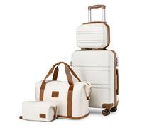 Suitcase Set Cream 4Pcs Wheeled Hand Luggage Abs Plastic Carry On Or Check In Travel Case Hard Shell Suitcase And Travel Bags