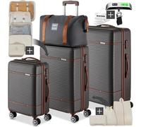 Tectake Suitcase Set Madison - 13-Piece, 3 Suitcases, Packing Cubes, Tsa Lock - Anthracite
