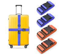 Suitcase Straps, Set of 4, Adjustable Suitcase Webbing, Luggage Strap, Safe with Address Label and Name Tags, Accessories Strap, Eye-catching Suitcase Straps for Quick Identification Luggage Travel
