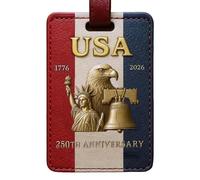 Suitcase Tags - 250th PU Leather Passport Organizer, Luggage ID Labels, Travel Bag Accessories, Name Card Holder | Stylish Suitcase Tag Set for Airplane Cruise Travel Kids Women Men