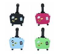Suitcase Tags, Pack of 4 Suitcase Tags, Air Travel, Luggage Tags, Colourful Suitcase Tags Made of Silicone, Address Tag, Name Tags
