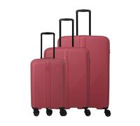 Travelite Air Stripe 4 wheels Suitcase set 3-piece with expansion pleat red