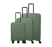Travelite Air Stripe 4 wheels Suitcase set 3-piece with expansion pleat green