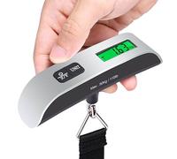 Suitcase Weighing Scales, Portable Digital Hanging Baggage Scale for Travel, Luggage Scale with Rubber Paint,50 KG/ 110 Pounds, Battery Included，Silver