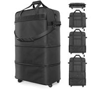 Suitcases with Wheels Expandable Foldable Luggage Bag Suitcase Collapsible Rolling Travel Bag Duffel Bag for Men Women, Black, Expandable Foldable Luggage Bag
