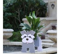 Suitchoi Dog Planter Small Schnauzer Grey Gifts for Women,PVC Animal Plant Pots Outdoor Indoor Garden Planters for Succulent,Cute Plant Flower Pots Decor S Schnauzer Grey