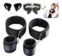 Suite Bed Restraint Couple Sex Tie for Big Bed Sweater LK/QT54 | Including Sturdy High-Quality Leather Cuffs, Tightly Woven Nylon Thigh Cuffs, And Thick Sponge Padding On The Collar