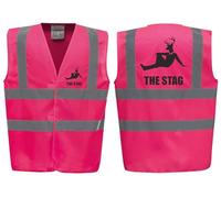 Suited The Stag! Premium Hi Vis Vest - Funny Joke Fancy Dress for Stag Do Wedding - Reflective High Visibility Waistcoat, By Brookhivis (UK, Alpha, XXL, Regular, Regular, Standard, Pink)