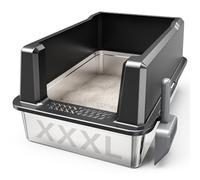 Suitfeel XXL Stainless Steel Cat Litter Box Extra Large 28"x20.5"x14" Metal Litter Box High Sides for Big Cats&Multiple Cats, Jumbo with lid Easy to Clean, No Odor, Anti-Urine Leakage, Non-Sticky