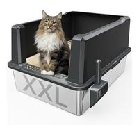 Suitfeel XXL Stainless Steel Cat Litter Box Extra Large 28"x20.5"x14" Metal Litter Box High Sides for Big Cats&Multiple Cats, Jumbo with lid Easy to Clean, No Odor, Anti-Urine Leakage, Non-Sticky