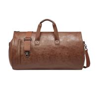 SuitGear Carry Bag - PU Leather Garment Duffel, 2-in-1 Suitcase Style | Travel Suit Organizer with Shoe Section for Trips, Camping, Commuting, Formal Wear Carrier, Foldable Clothing Storage Bag
