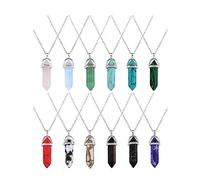 Suithink 12pcs Hexagonal Crystal Points Stone Pendants Necklaces for Mother's Day, Birthday, Thanksgiving, Christmas etc.