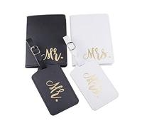 Suithink 2 Packs Mr and Mrs Waterproof Passport Covers and Luggage Tags for Married Couples or Lovers
