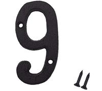 Suithink 3 Inch Black Metal Arabic Numbers Cast Iron House Sign DIY Address Numbers with Fixing Screws (9)