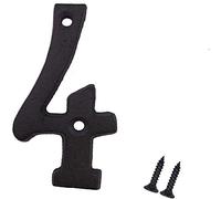 Suithink 3 Inch Black Metal Arabic Numbers Cast Iron House Sign DIY Address Numbers with Fixing Screws (4)
