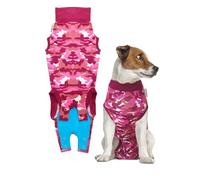 Suitical Recovery Suit Dog, Small Plus, Pink Camouflage