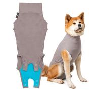 Suitical - The Original Dog Surgery Recovery Suit - Replace E-Collar & Cone - Spay, Neuter, Wounds, Prevent Licking - Large - Neck to Tail 26.4-29.9in - Chest 31-42in - Weight 58-70lbs Sandstone Grey